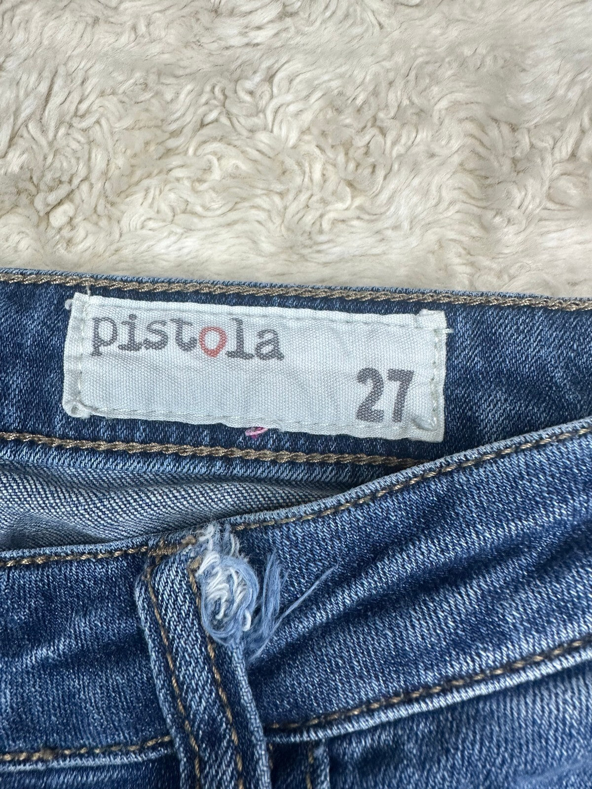 Pistola Anais distressed mid-rise zippered ankle skinny stretch denim jeans 27