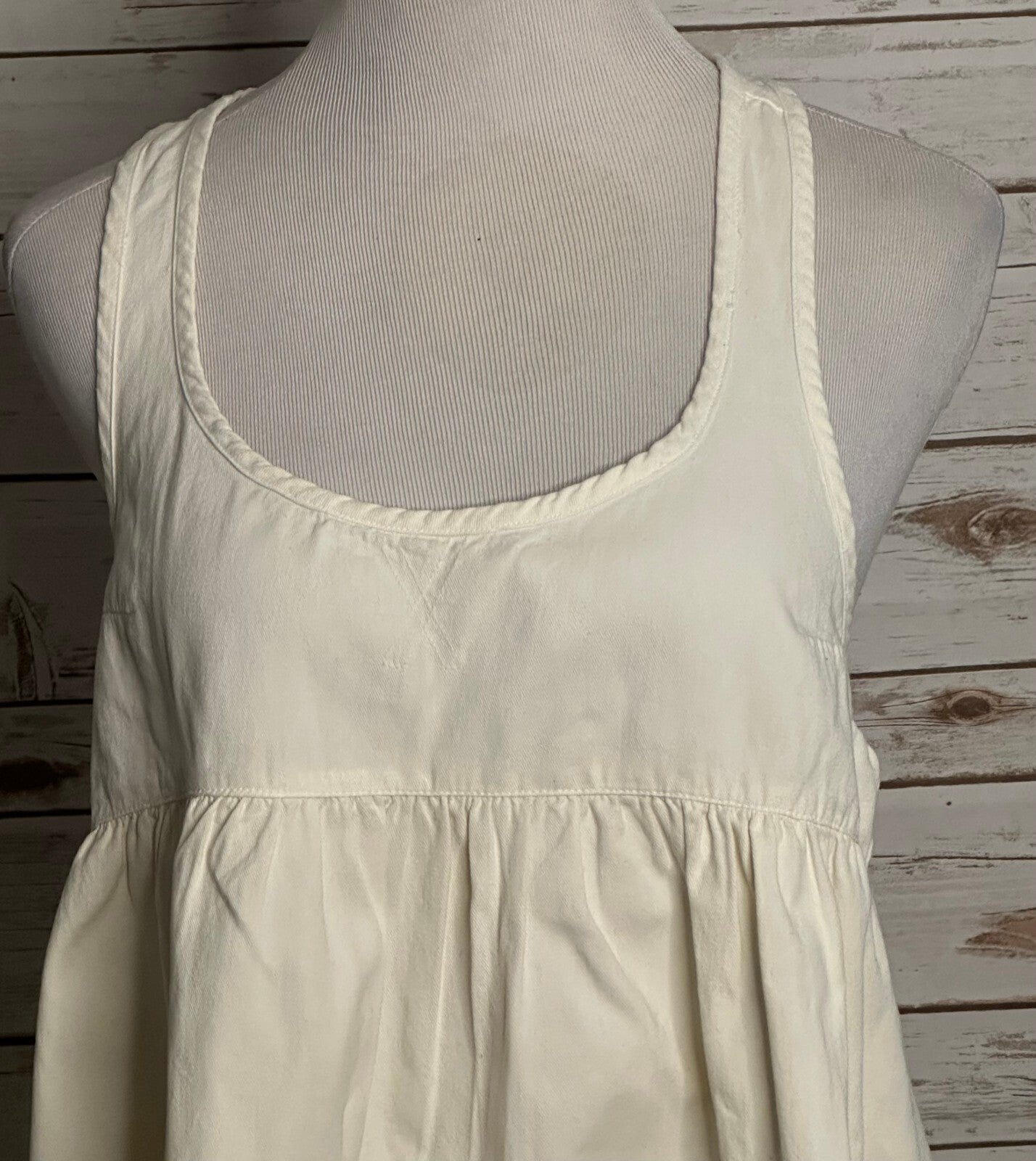 NWT Free People ivory 100% cotton racerback mini babydoll swing dress Med boho