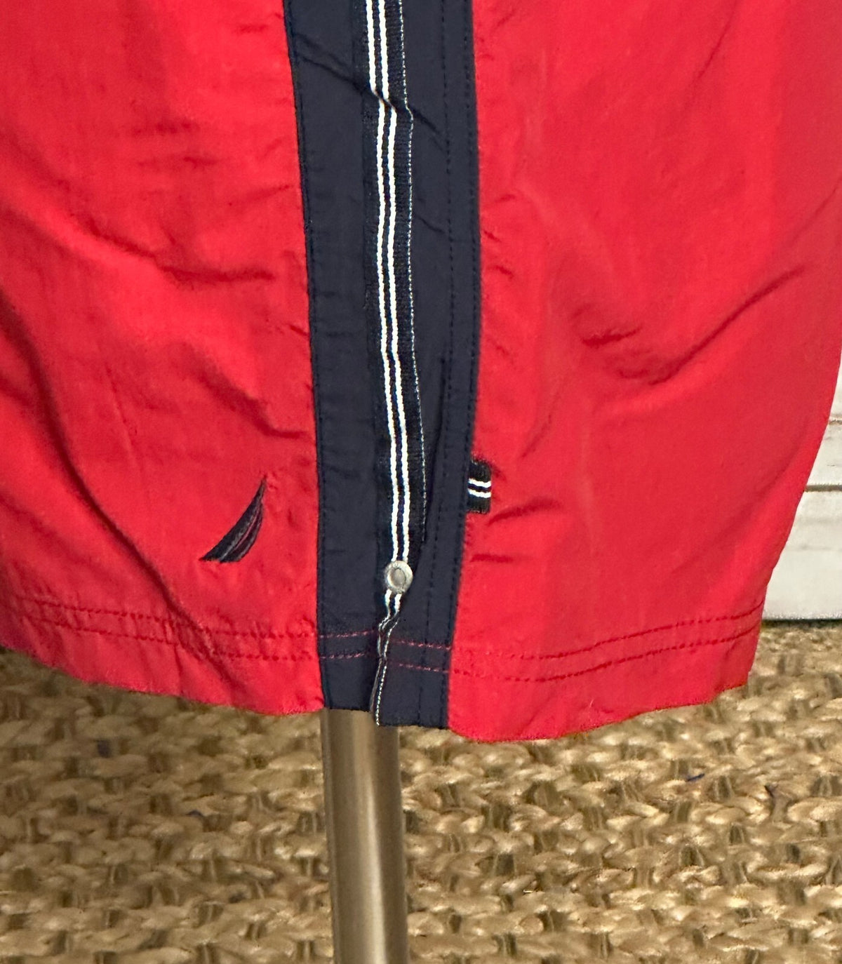 Nautica red navy striped swim trunks/board shorts Size XL preppy 90s Americana