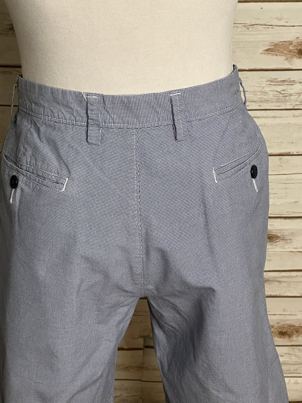 J.Crew Club blue white houndstooth cotton chino shorts Size 32 preppy coastal