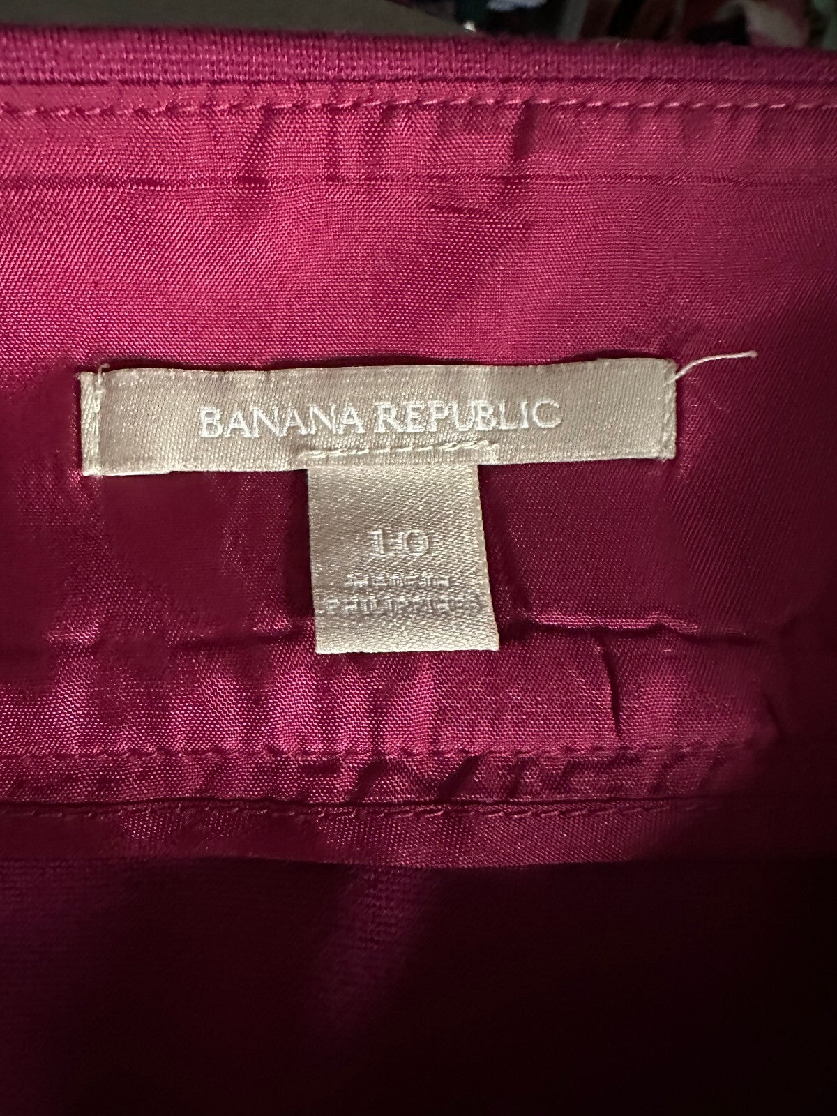 Banana Republic fuchsia pink side zipper A-line mini skirt Size 10 minimalist