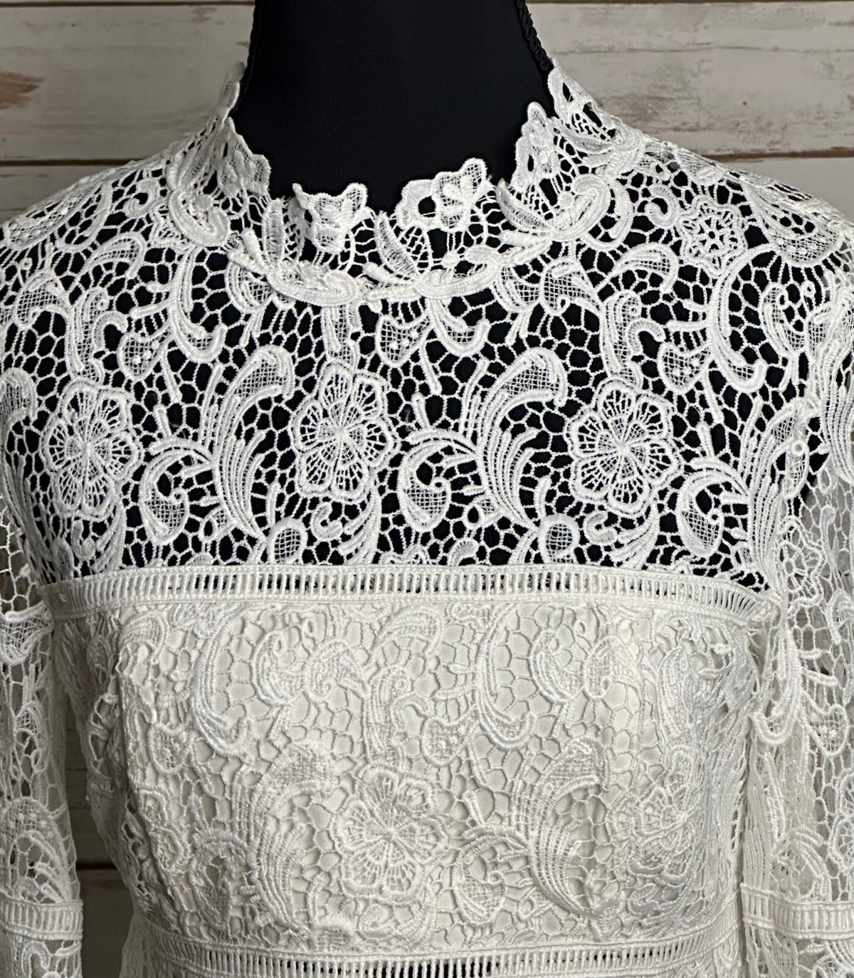 Bardot X REVOLVE Sansa white mock neck lace flared sleeve top Size 4 coquette