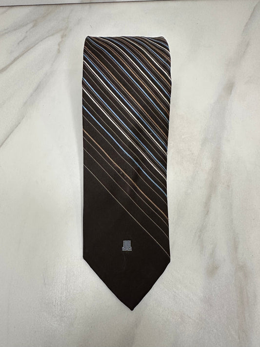 Vintage Lanvin New York-Paris brown multicolored diagonal striped tie old money