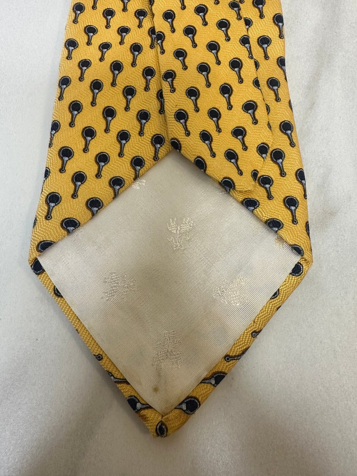Brooks Brothers Makers yellow geometric 100% Italian silk tie preppy old money