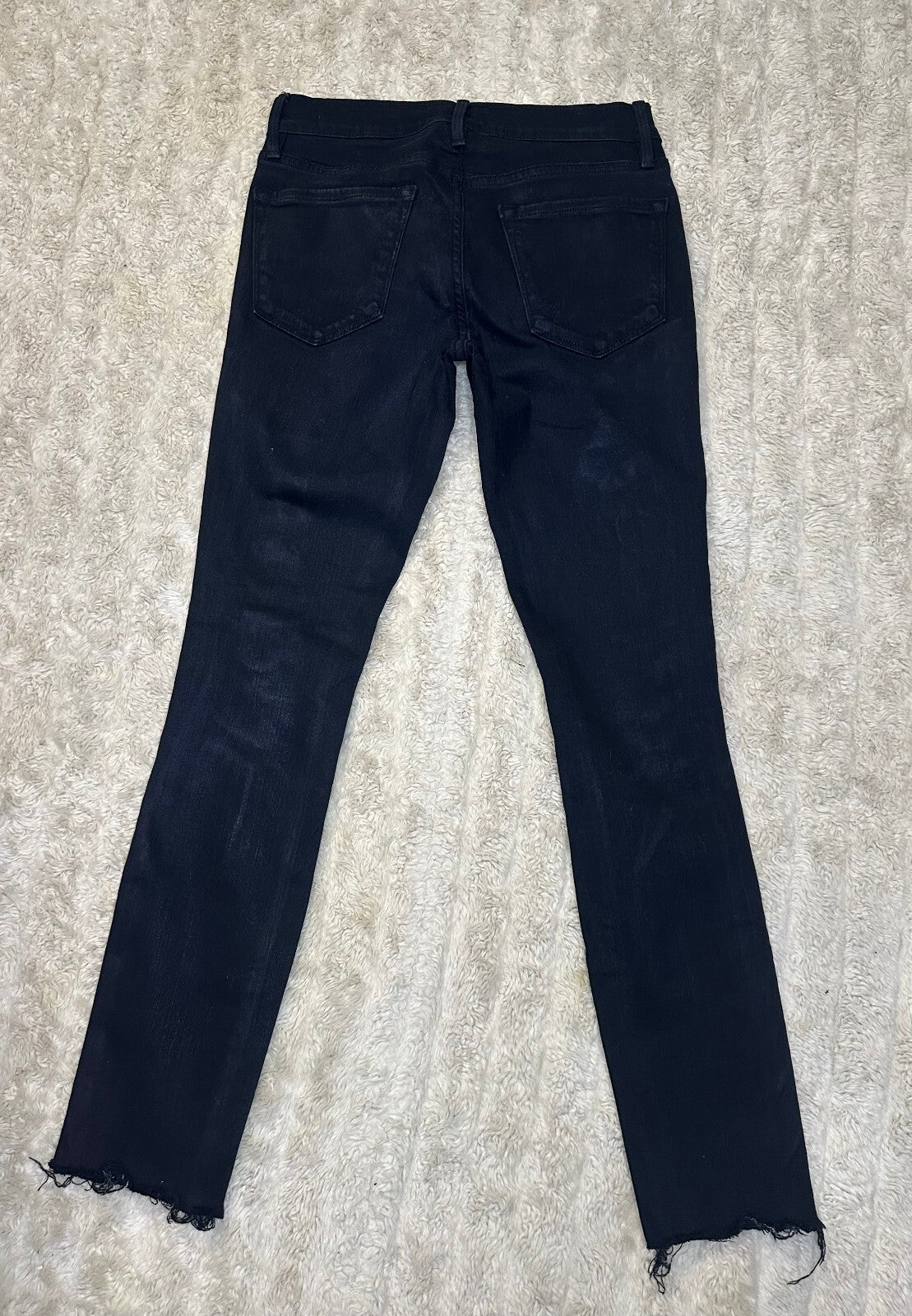Frame black Le Skinny de Jeanne distressed cropped skinny stretch jeans Size 24