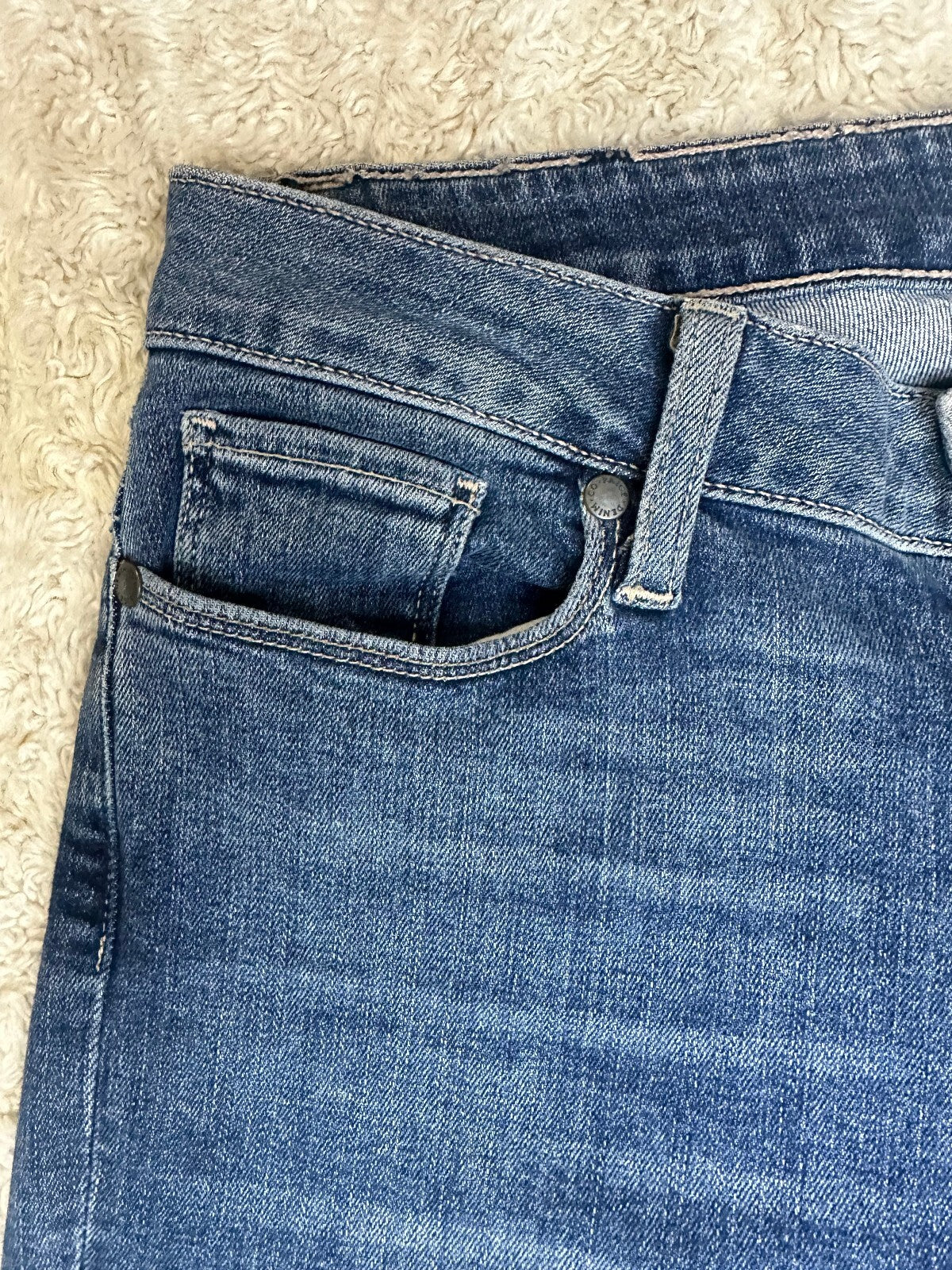 Paige Jacqueline Straight medium wash fringe tassel hem denim jeans Size 29 boho