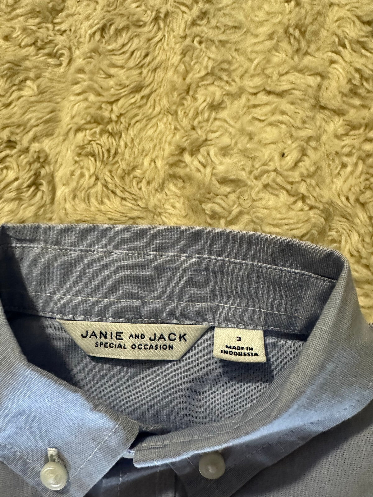 Janie and Jack Special Occasion blue cotton long sleeve button-down shirt Size 3