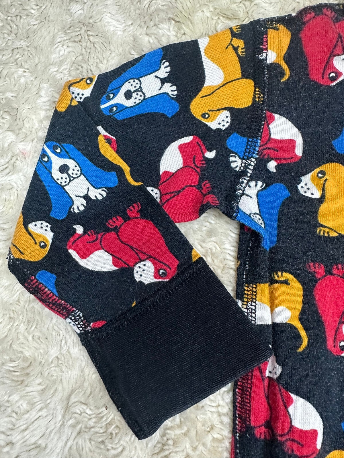 Polarn O. Pyret Sweden black multicolored dog 100% cotton long sleeve one-piece