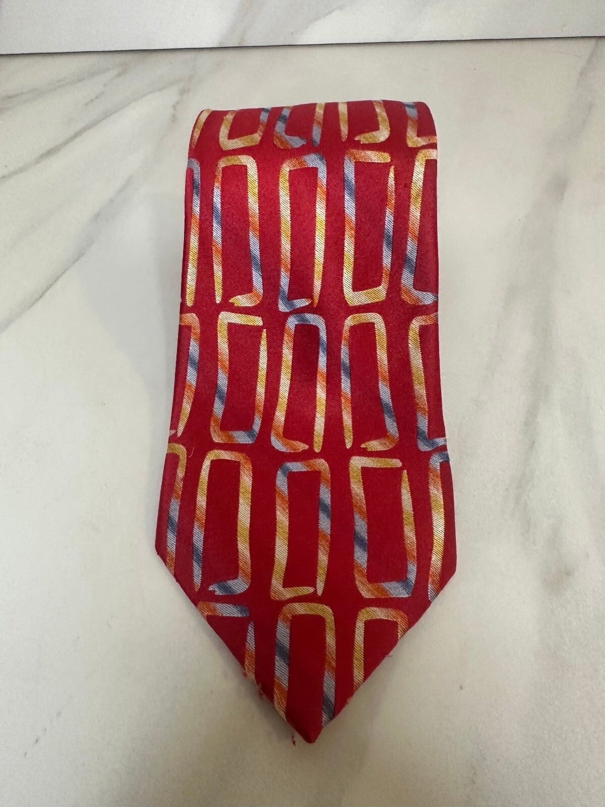 Vintage J. Garcia red gold Emerald City Anniversary Collection 100% silk tie