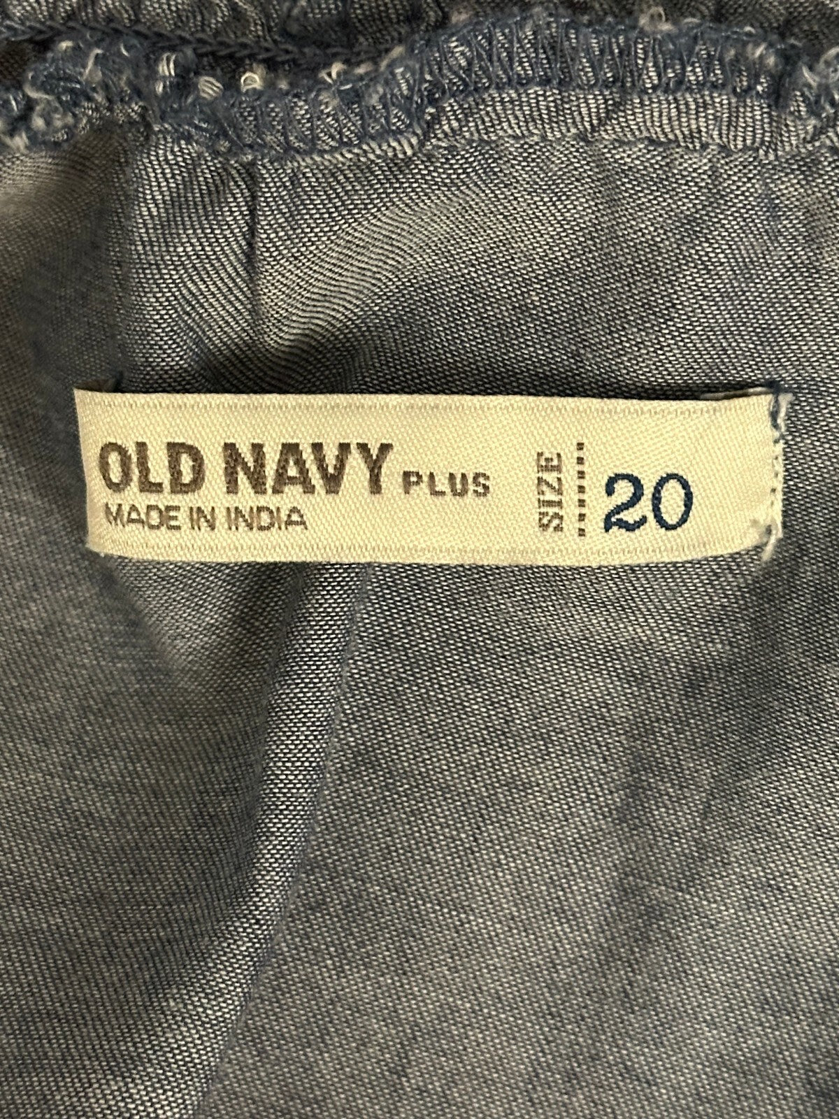 Old Navy chambray off-shoulder floral embroidered button-front tunic dress 20