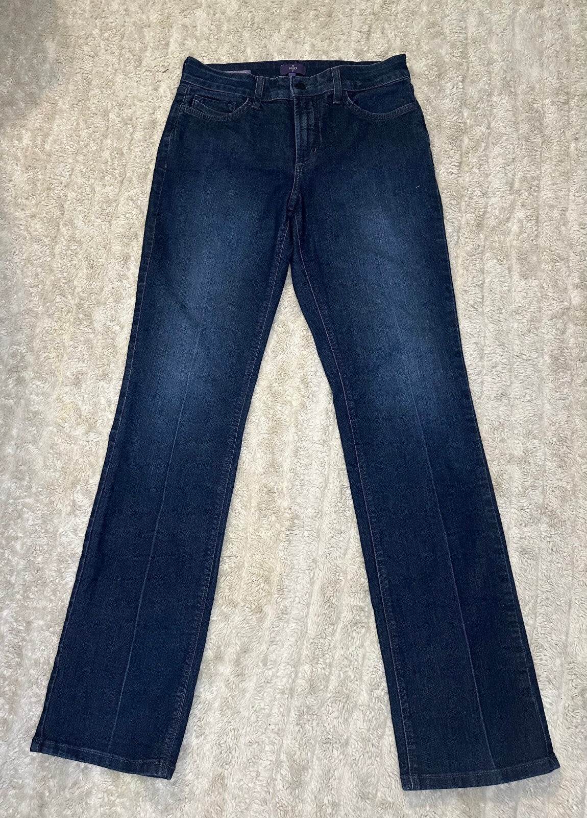 NYDJ Marilyn Straight dark wash studded embellishment stretch denim jeans Size 6