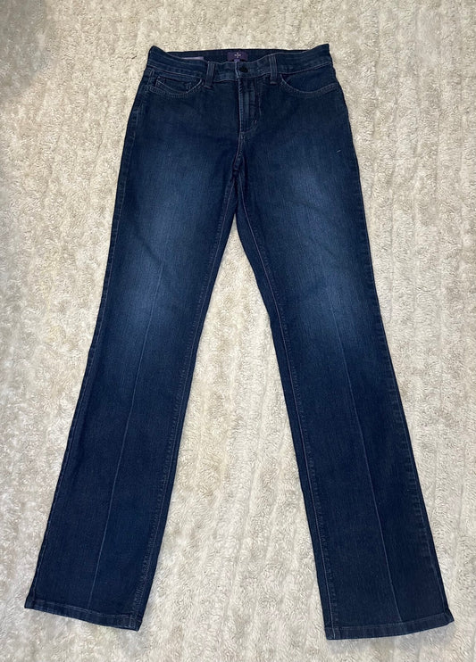 NYDJ Marilyn Straight dark wash studded embellishment stretch denim jeans Size 6