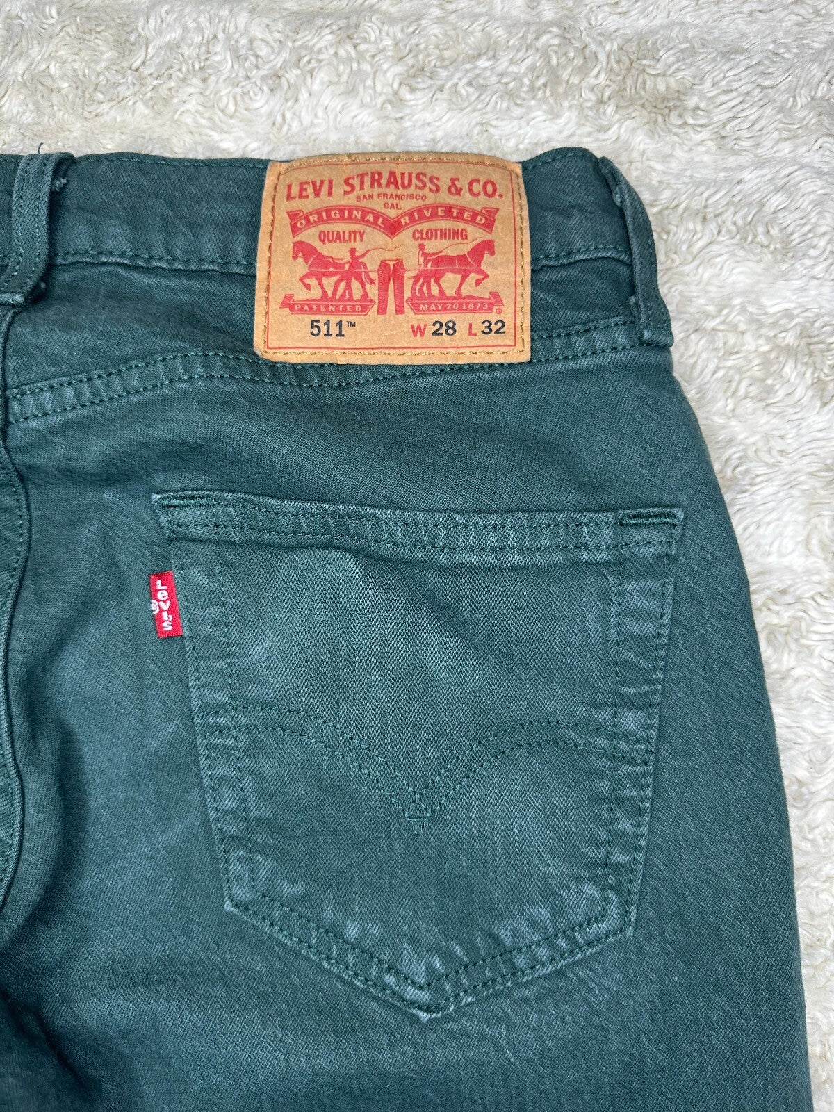 Levi's green 511 Slim Fit stretch denim jeans garment-dyed Water<Less 28x32