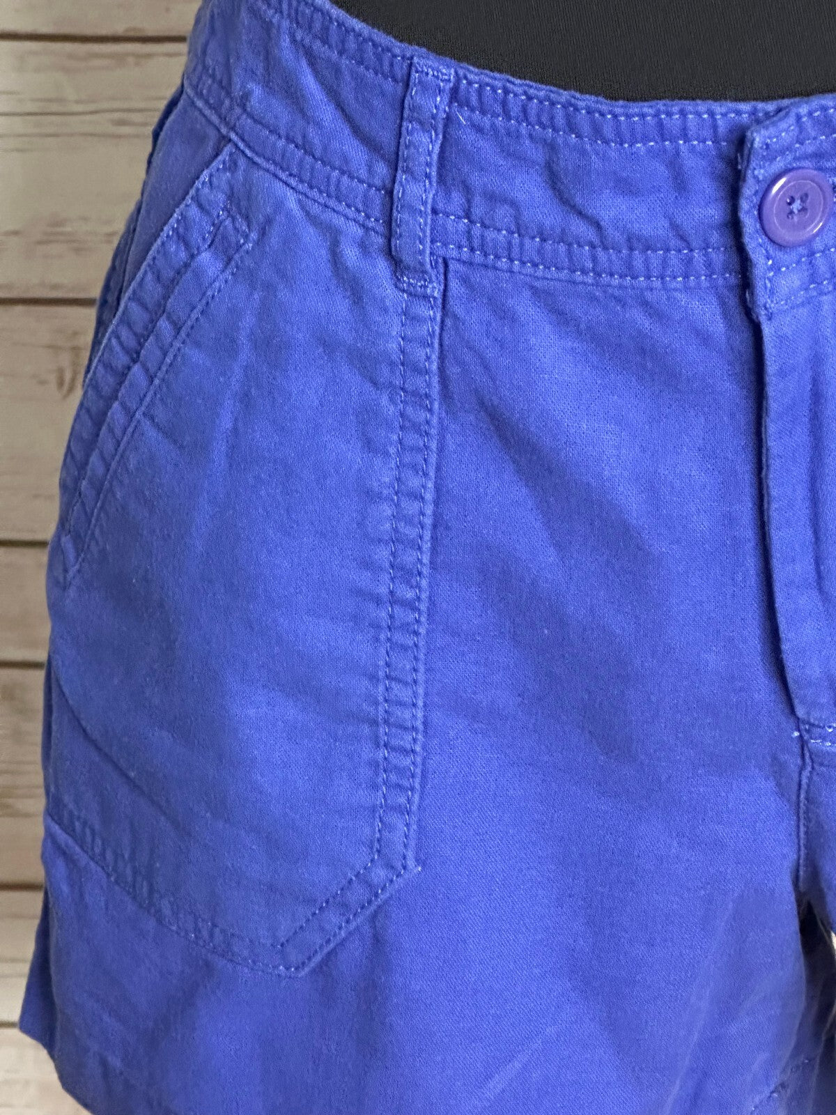 Calvin Klein Jean blue linen cotton utility shorts Size 6 coastal resortwear
