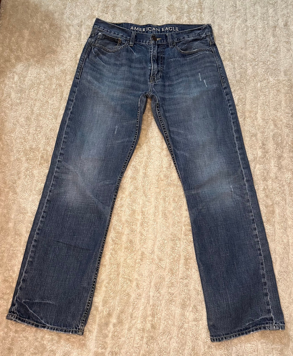 American Eagle Relaxed medium wash mid-rise denim jeans 34x34 90s Y2K Western