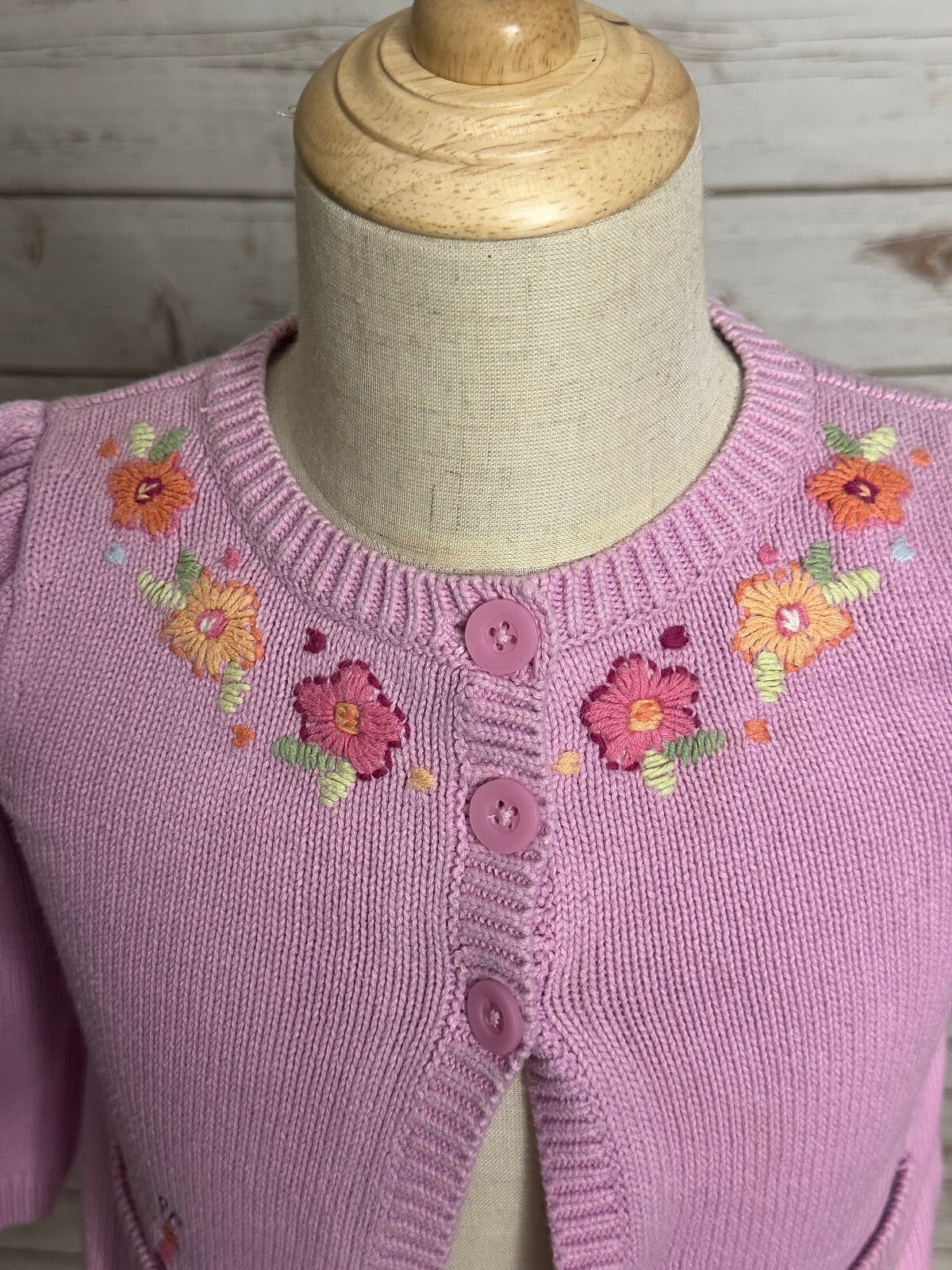 Vintage Gymboree pink Garden Blossom embroidered button-up cardigan sweater 2T