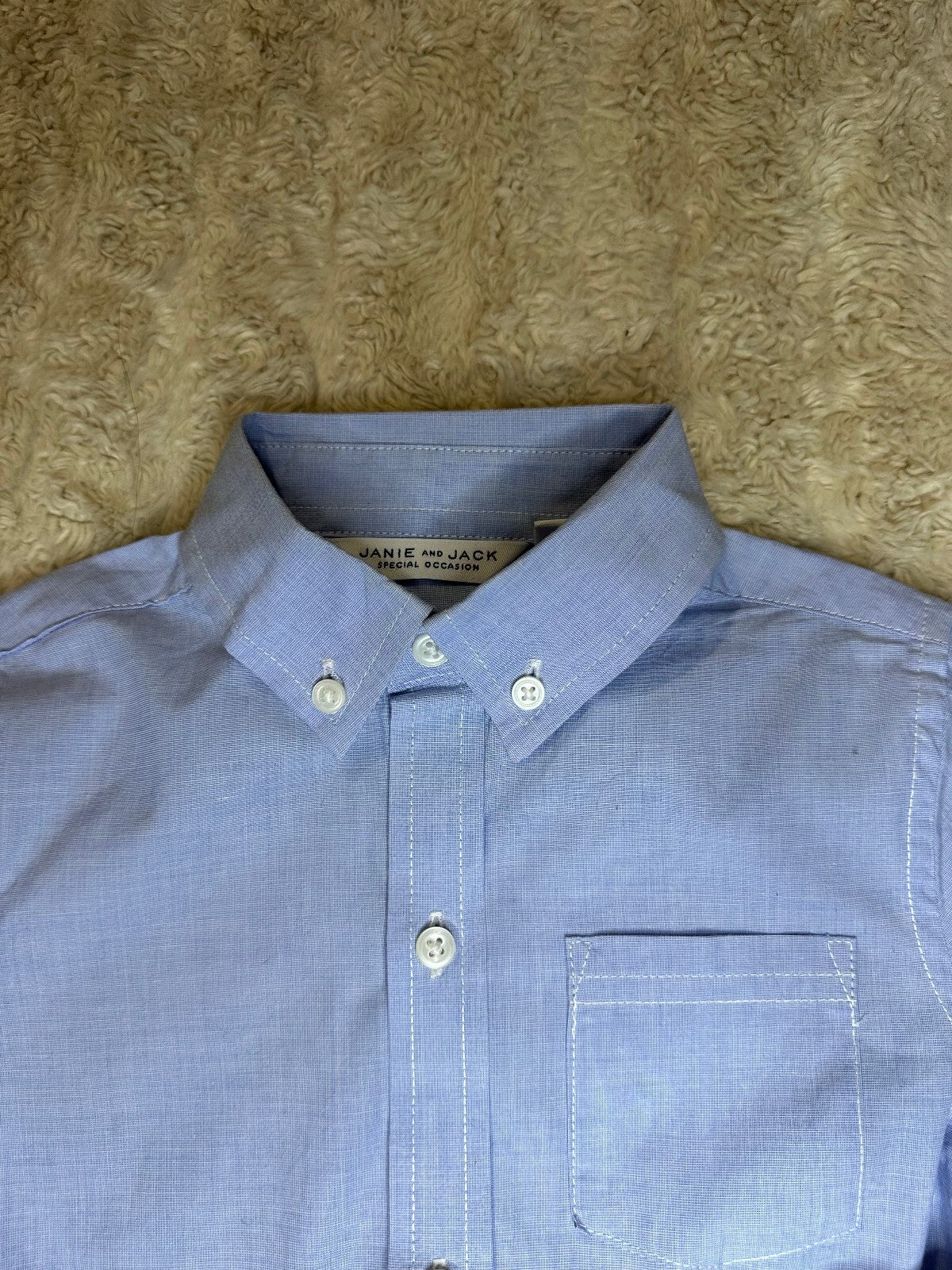 Janie and Jack Special Occasion blue cotton long sleeve button-down shirt Size 3