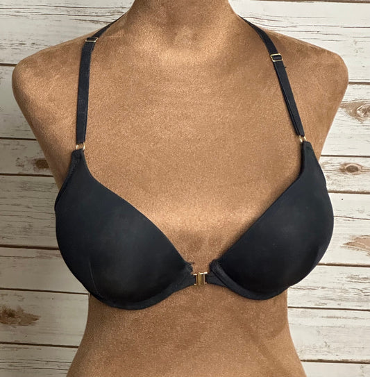 Adore Me black floral lace racerback plunge push-up bra Size 32D