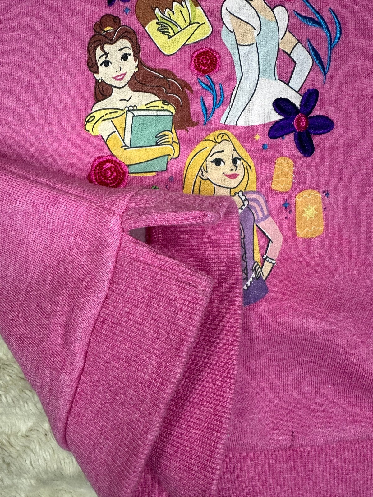 Disney pink embroidered graphic print organic cotton sweatshirt Size 4 storybook