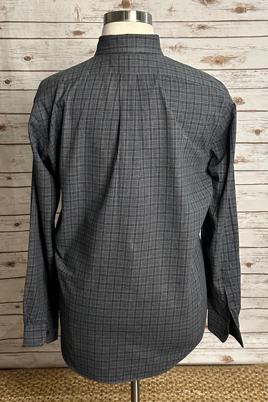 Ralph Lauren Classic Fit grey plaid cotton button-down shirt Large old money