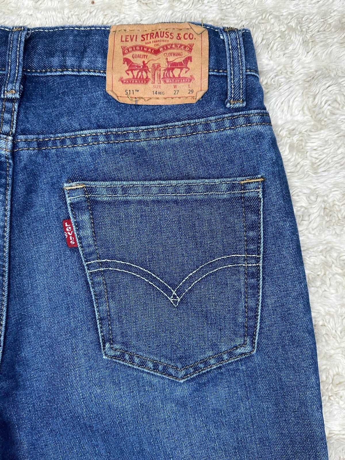 Levi's 511 Slim medium wash stretch denim jeans Youth 14Reg W27 L29/ Women XS/S