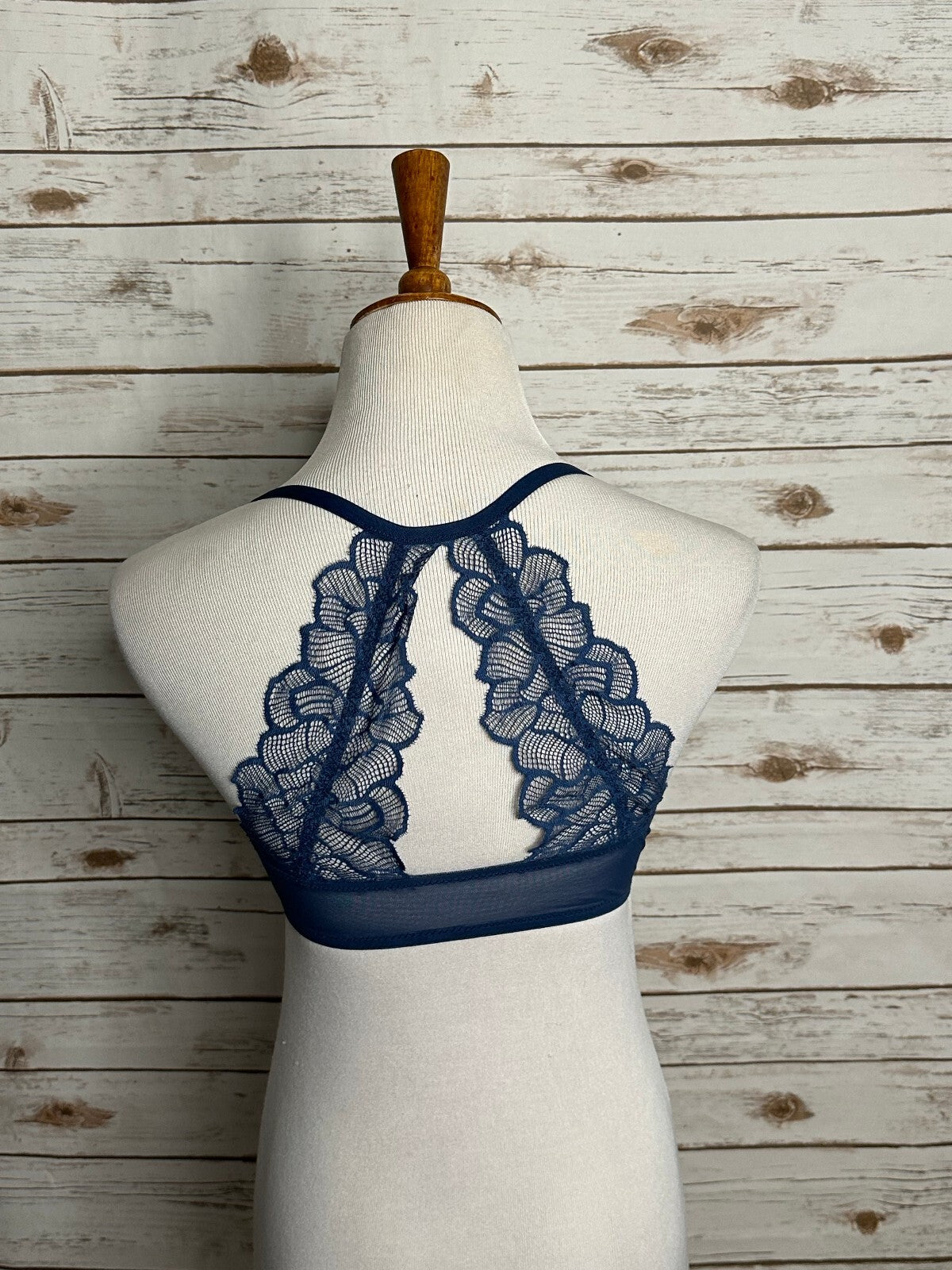 Adore Me blue front closure lace racerback push-up plunge bra Size 32D