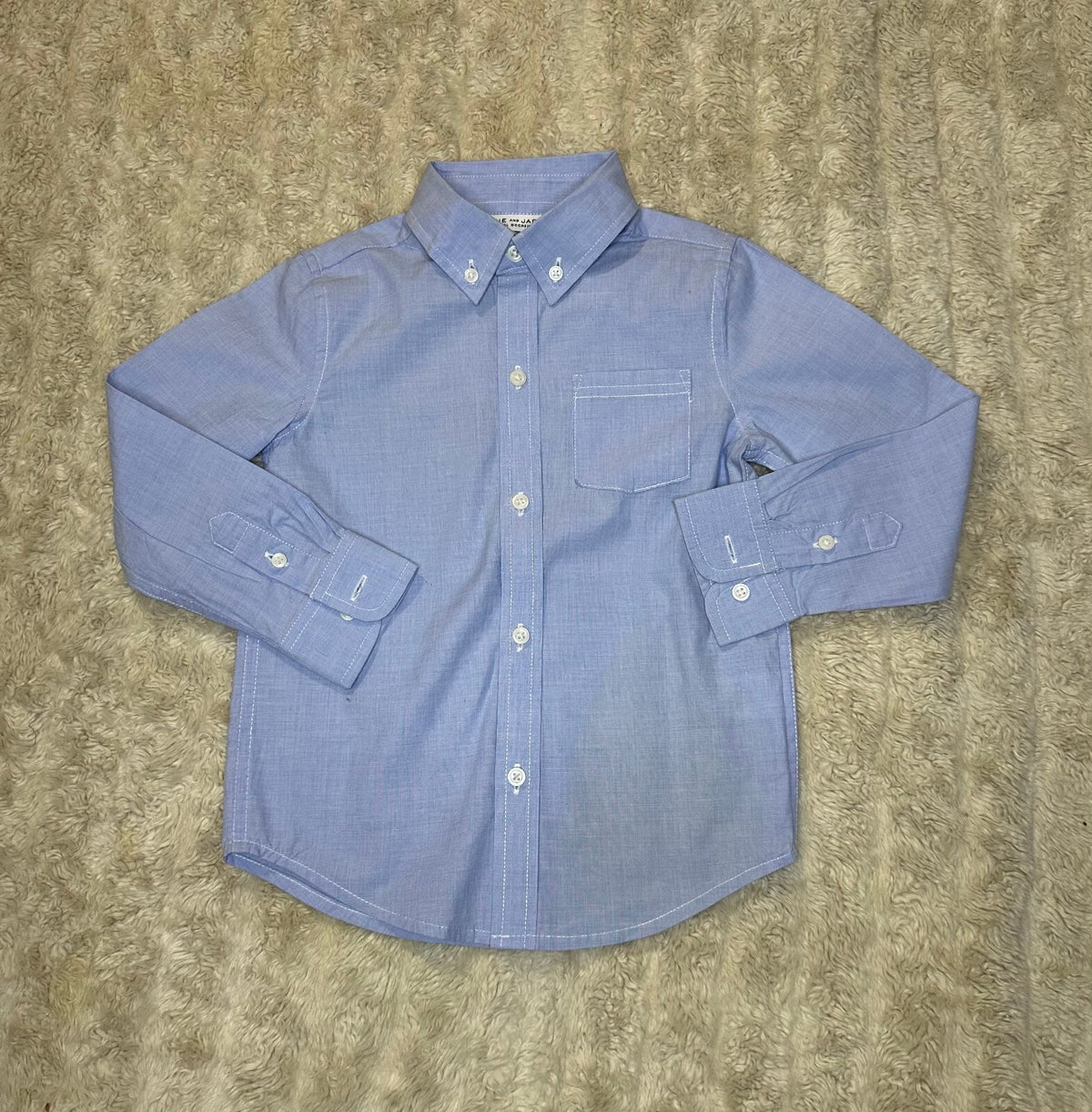 Janie and Jack Special Occasion blue cotton long sleeve button-down shirt Size 3