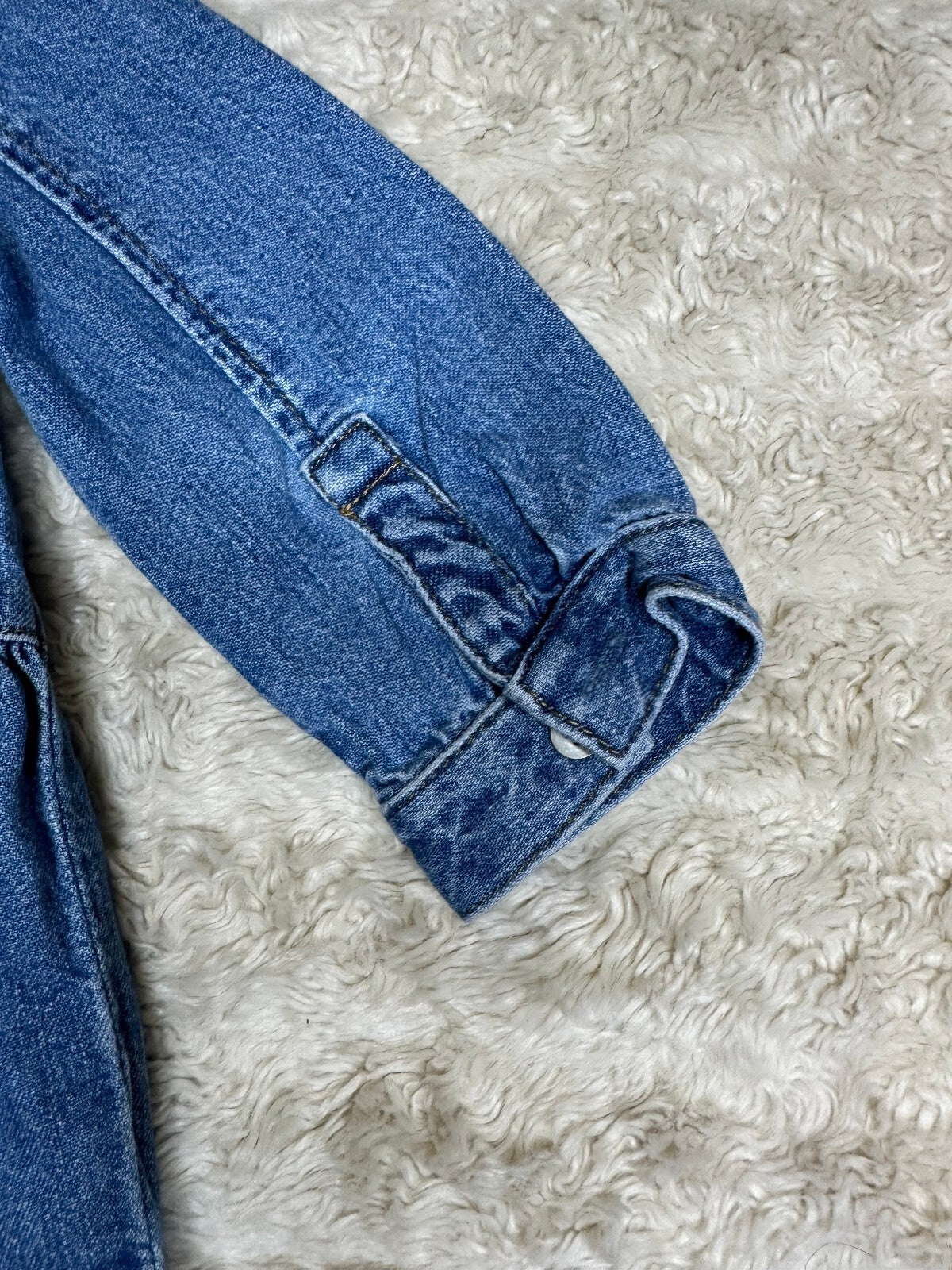 baby GAP medium wash 100% cotton denim long sleeve button-front dress 12-18M