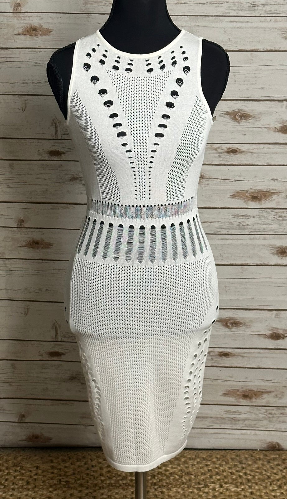 Fashion Nova white Coming Out Strong sleeveless cutout knit midi dress Small