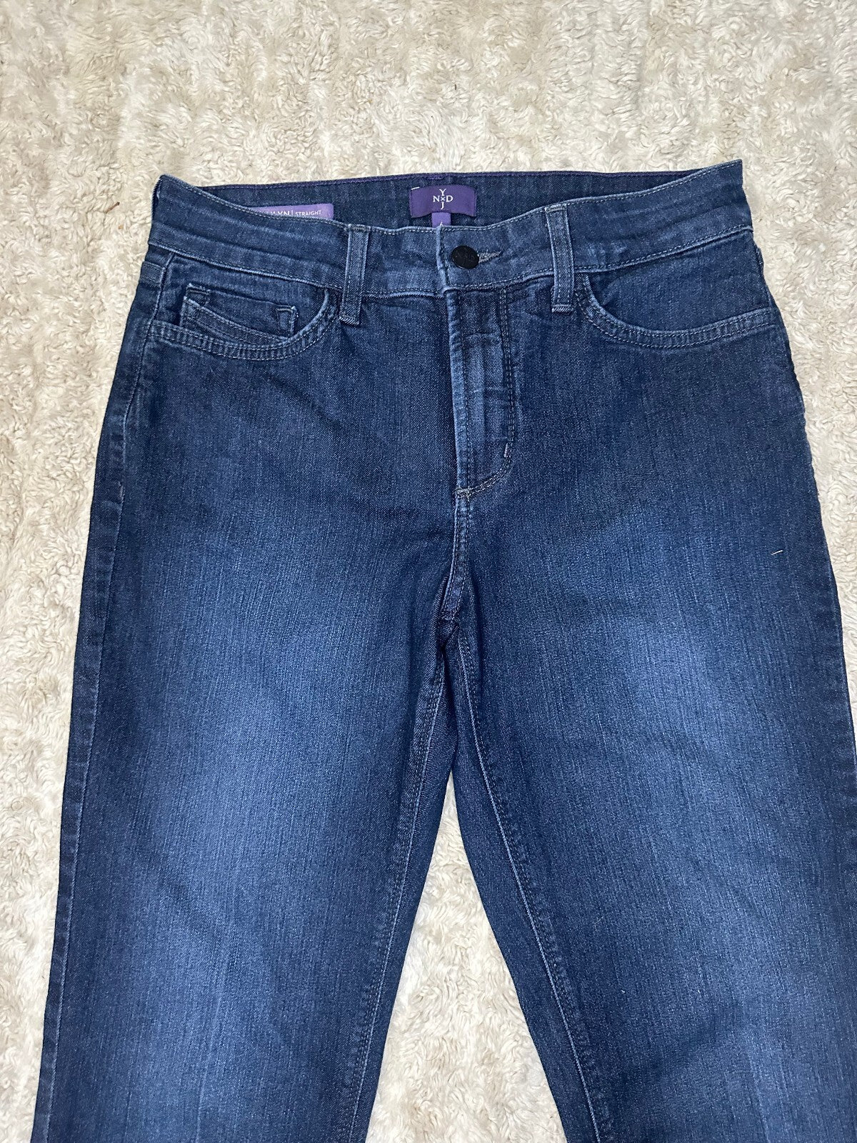 NYDJ Marilyn Straight dark wash studded embellishment stretch denim jeans Size 6