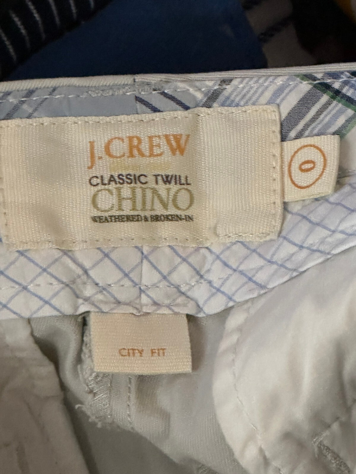 J.Crew ivory City Fit Classic Twill 100% cotton chino shorts Size 0 preppy