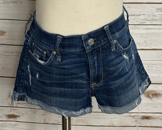 Abercrombie & Fitch medium wash distressed rolled cuff denim shorts Size 24