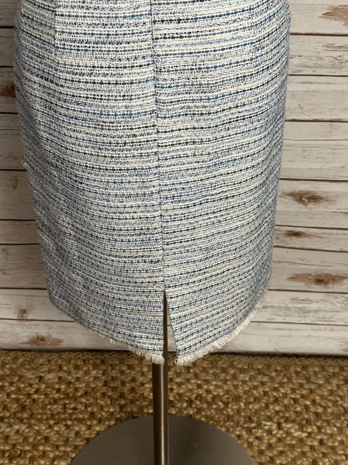 Ann Taylor blue white boucle tweed sleeveless cape sheath dress Size 4 old money