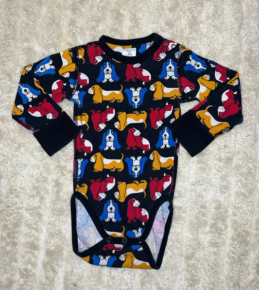 Polarn O. Pyret Sweden black multicolored dog 100% cotton long sleeve one-piece