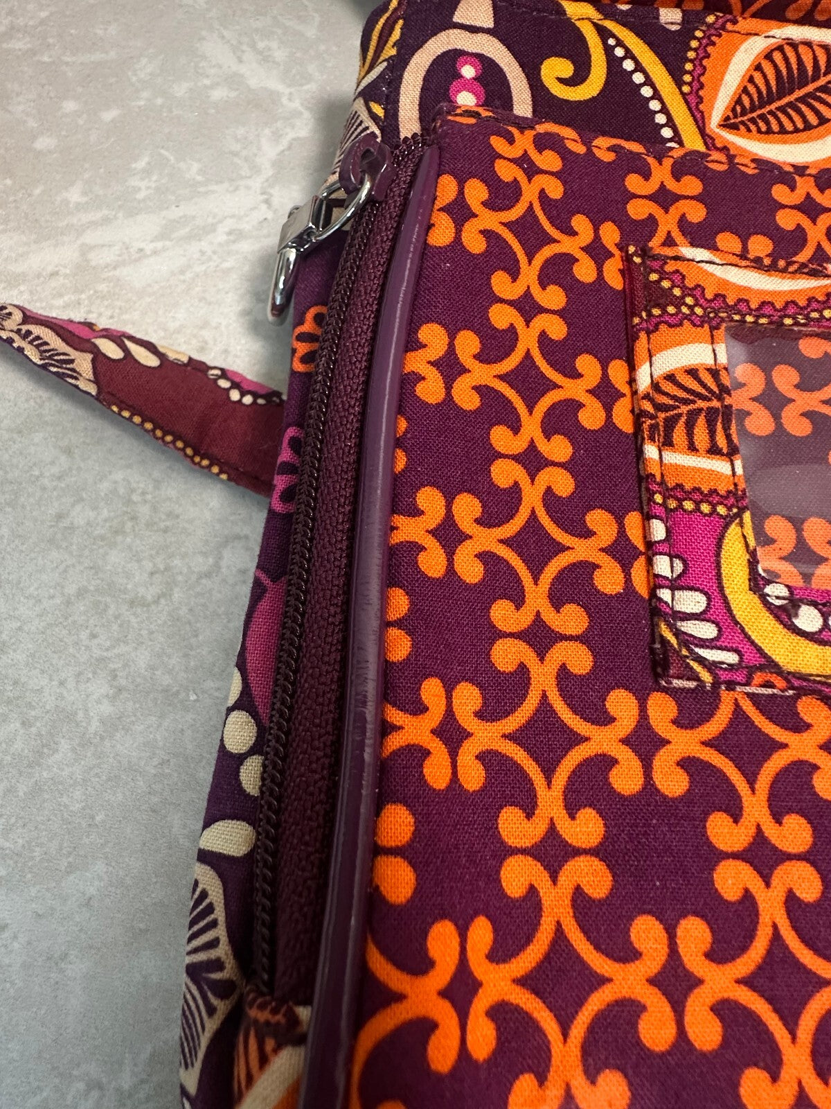 Vera Bradley retired burgundy Safari Sunset patchwork hipster crossbody bag