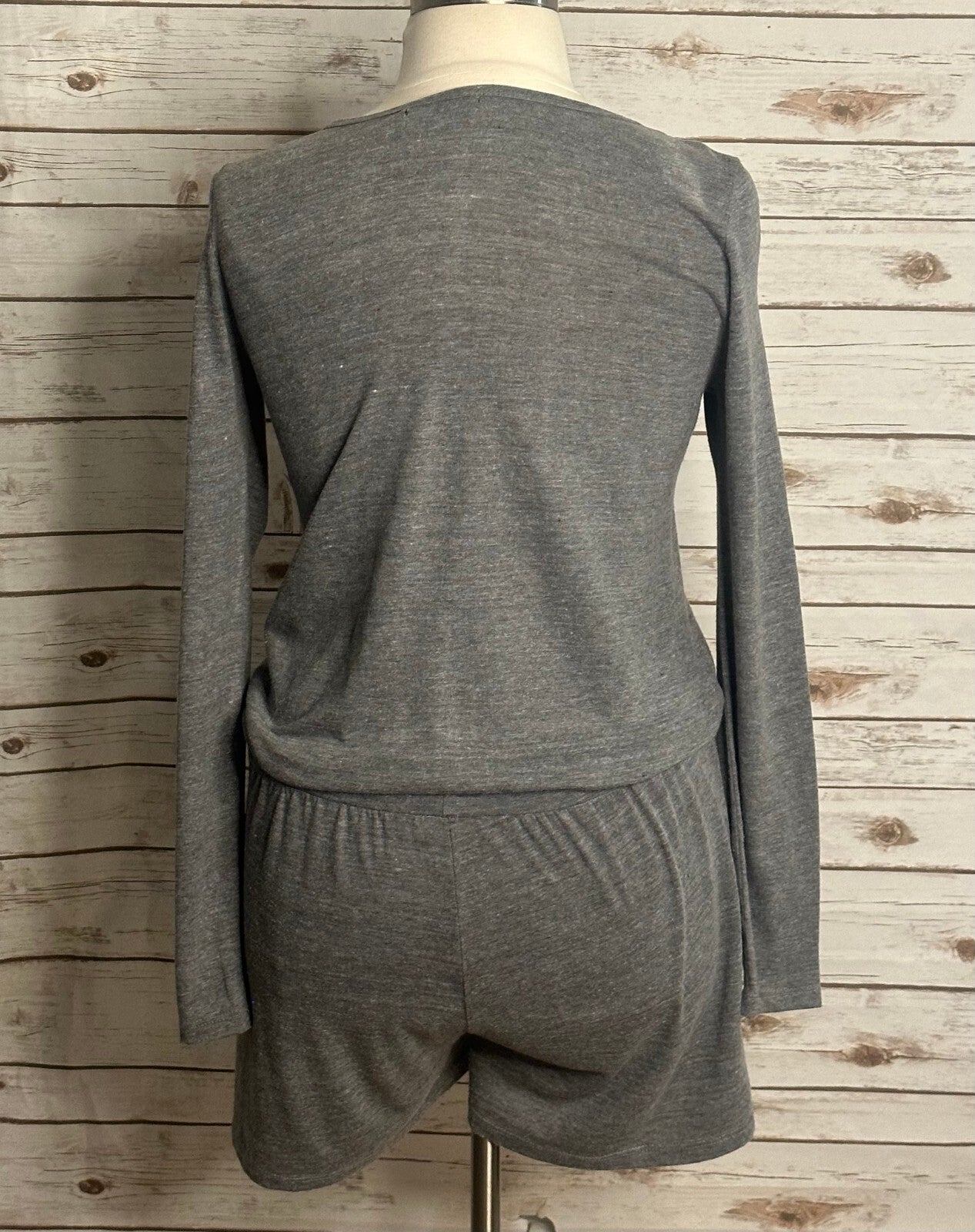 Nation LTD for Intermix grey long sleeve henley-style romper Large loungewear