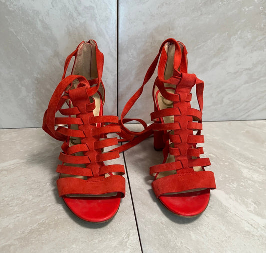 Sam Edelman Yarina red suede strappy caged ankle strap gladiator sandals Size 6