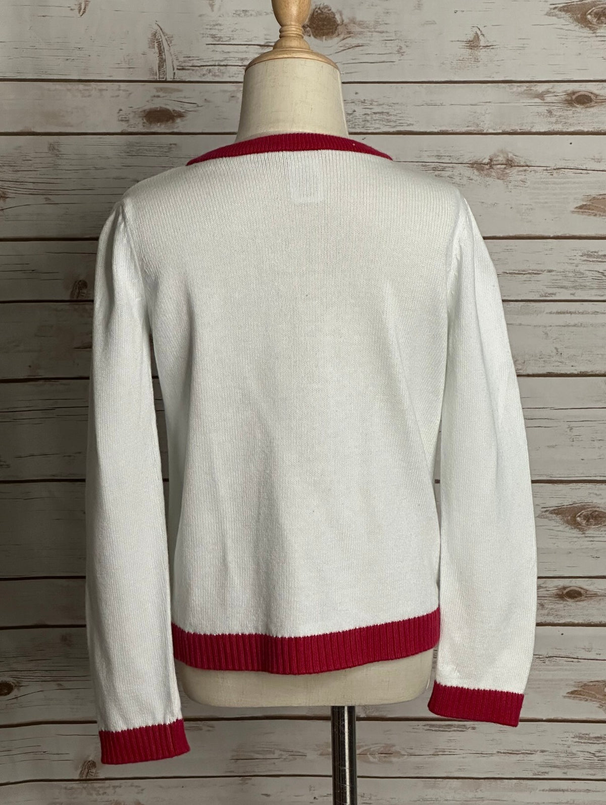 Gymboree Apple Orchard white red long sleeve button-front cardigan Size 7