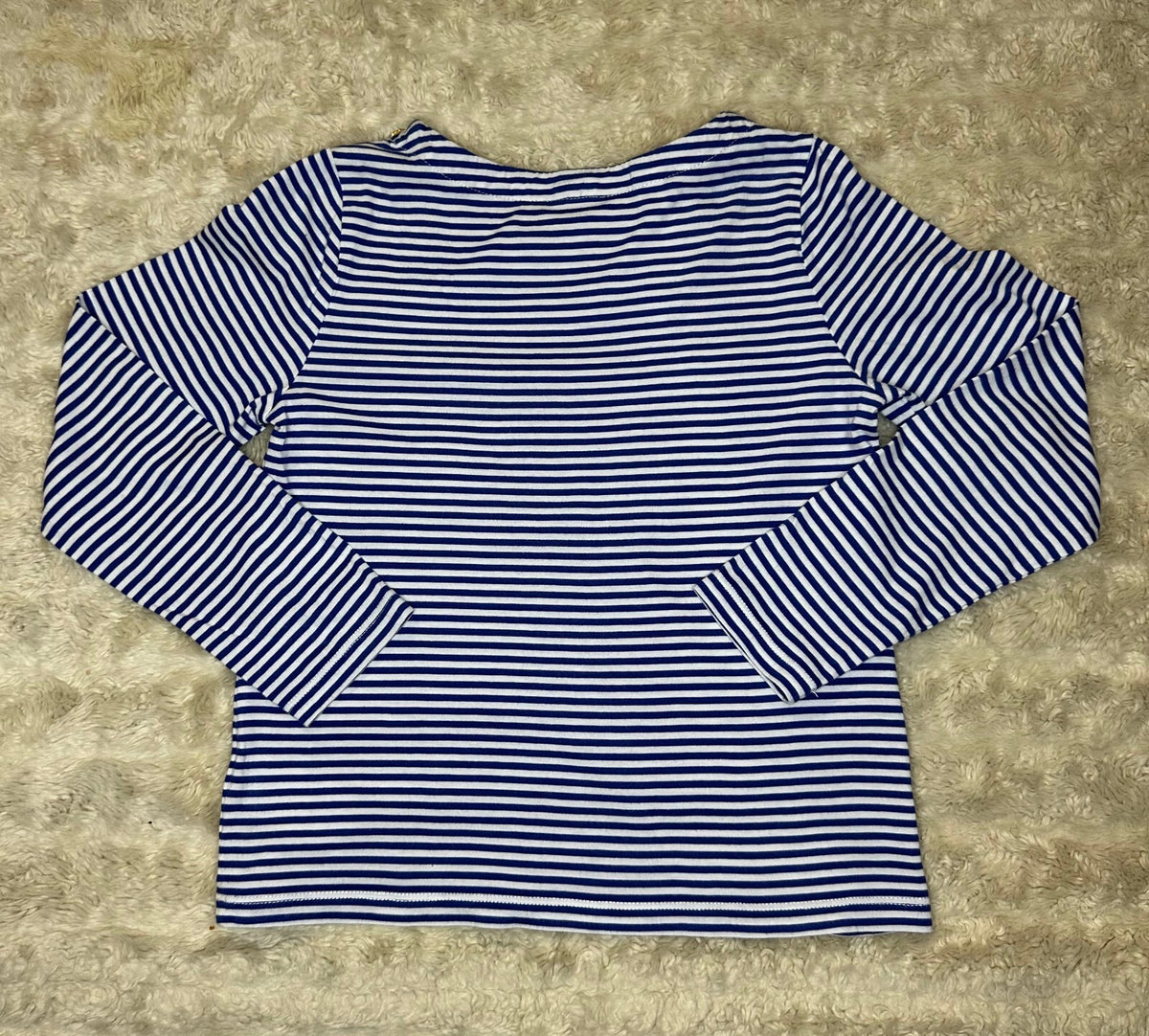 Brooks Brothers Fleece blue white striped long sleeve top Medium preppy nautical