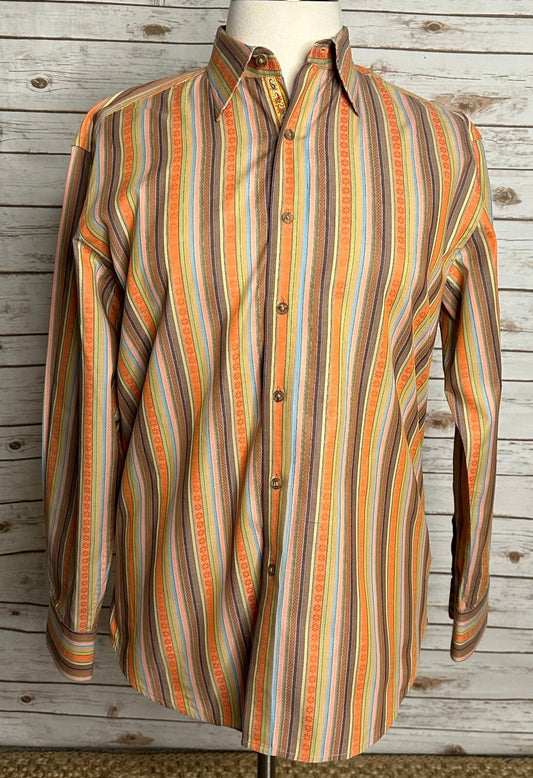 Robert Graham multicolored striped long sleeves cotton button-up shirt Large