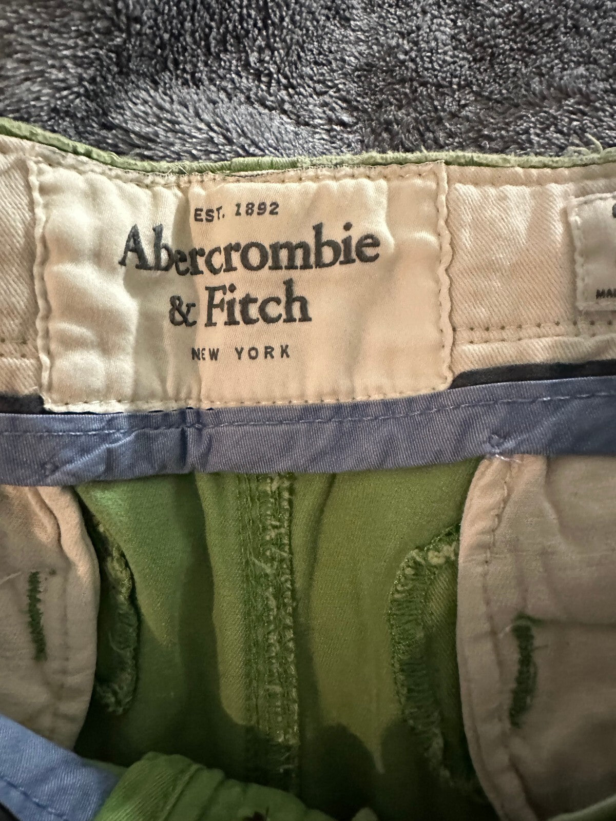Abercrombie & Fitch green distressed button-fly chino shorts Size 31 Y2K coastal