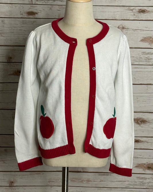 Gymboree Apple Orchard white red long sleeve button-front cardigan Size 7