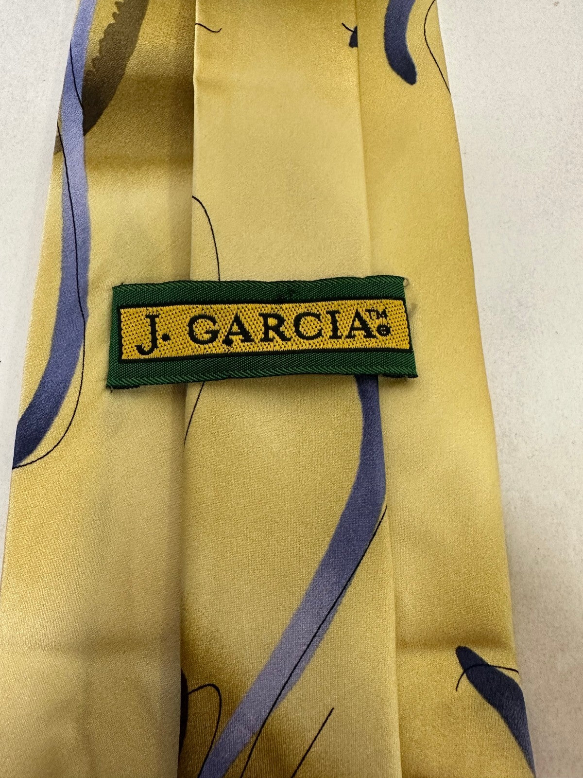 Vintage J. Garcia Banyan Tree Collection 14 gold abstract 100% silk necktie