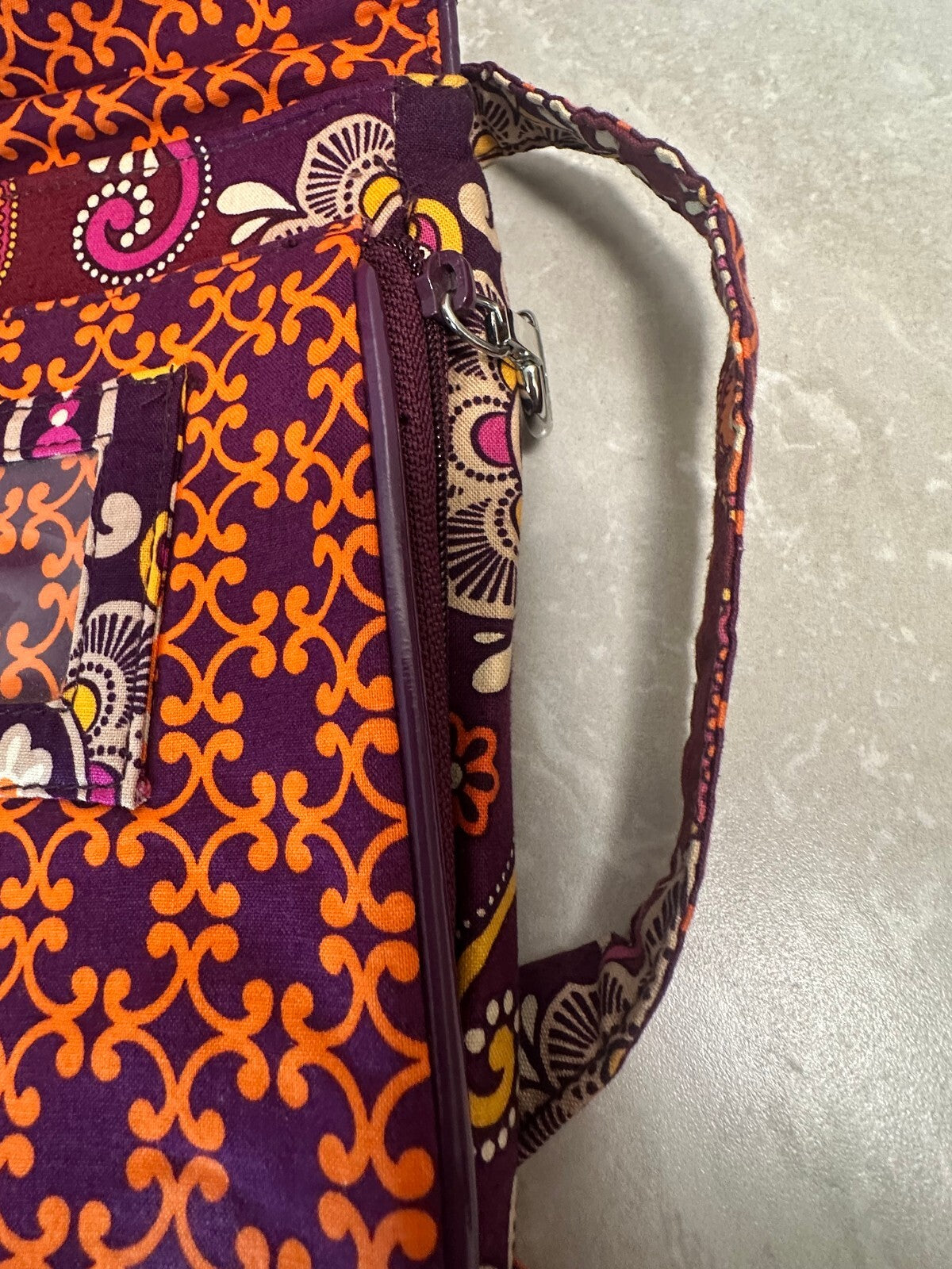 Vera Bradley retired burgundy Safari Sunset patchwork hipster crossbody bag