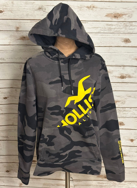 Hollister California camo yellow graphic pullover hoodie/hooded sweatshirt XS