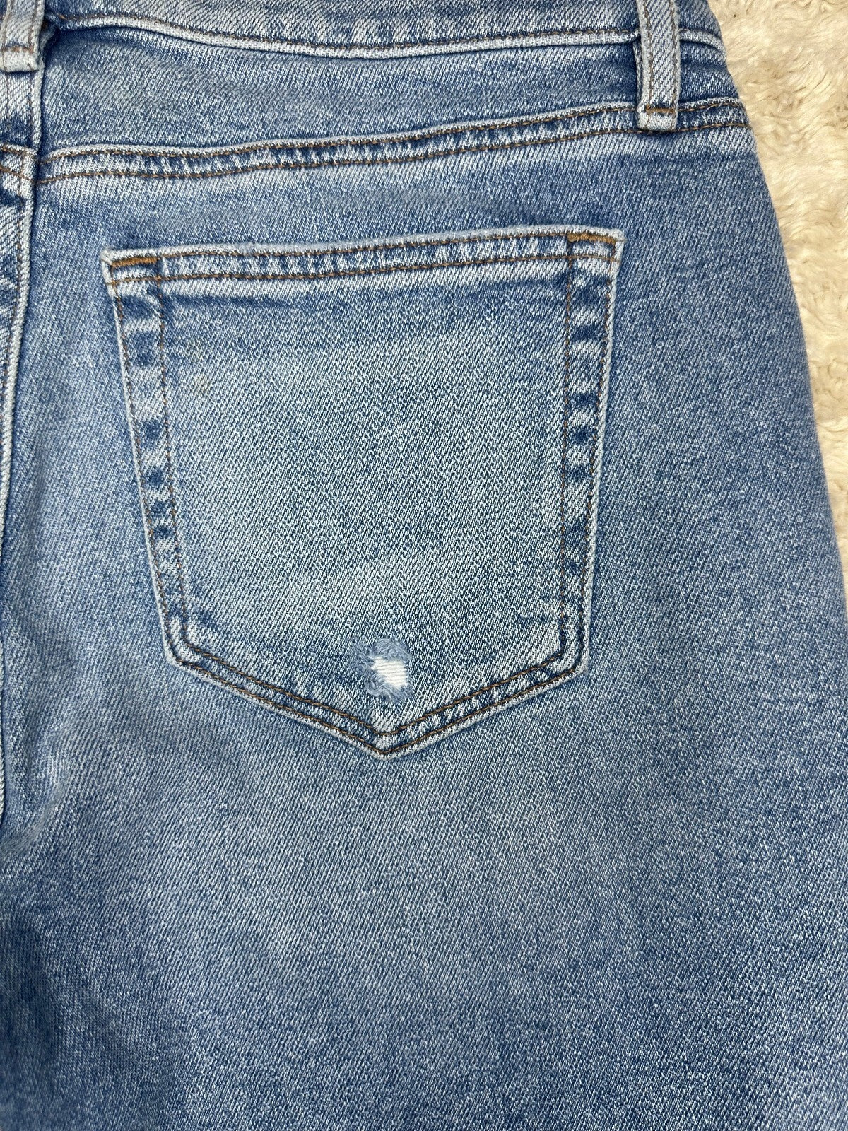 Made & Loved LOFT light wash distressed raw hem skinny stretch denim jeans 8/29