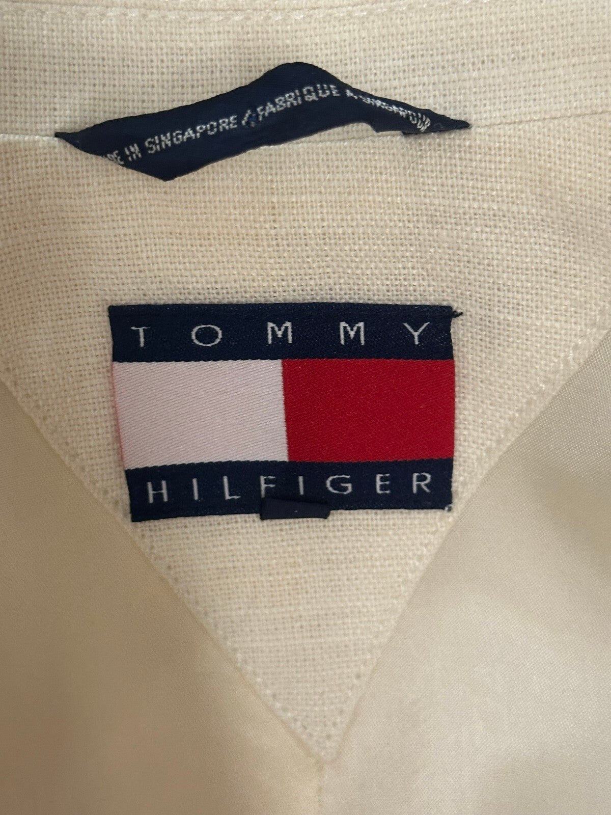 Tommy Hilfiger ivory linen cotton single-breasted sports coat blazer XL classic