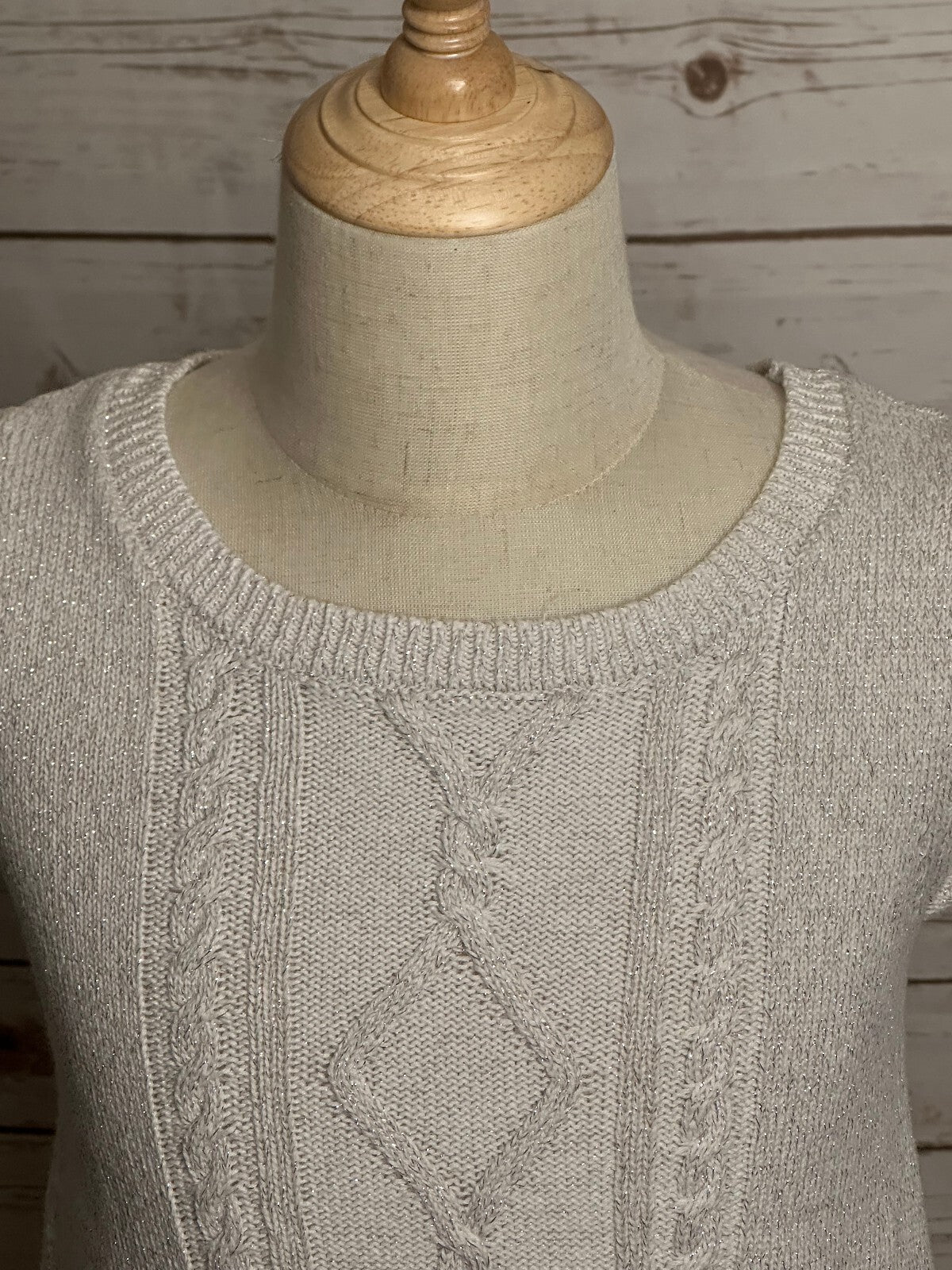 Gymboree metallic gray puff sleeves ruffled hem cable-knit dress/tunic Size 6