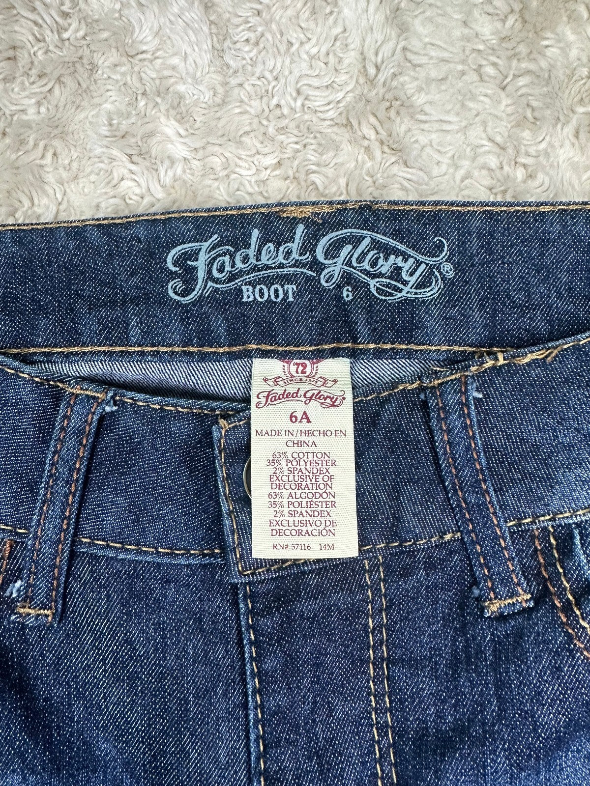 Faded Glory dark wash mid-rise bootcut stretch denim jeans Size 6 Western cowboy