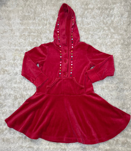 Vintage Gymboree Cupcake Cutie crimson velour hooded skater dress Size 4 festive